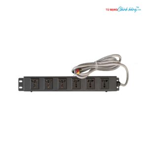 Thanh Cấp Nguồn PDU, 6 Cổng 3 Chấu Đa Năng 2200W, 250V, Chuẩn 19", 1U, Công Tắc, Dây 2x 0.7mm² Dài 2.5m