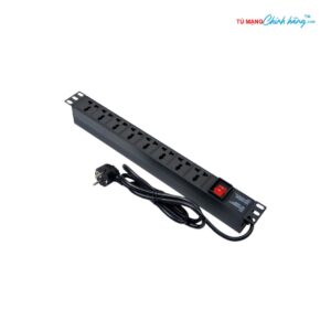 Thanh Cấp Nguồn PDU 8 Cổng 3 Chấu, 20A, 250V, Chuẩn 19'' 1U, Dây 3x 2.5mm² Dài 1.5m